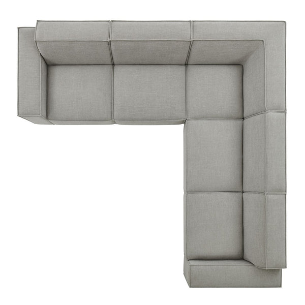 Modway Furniture Restore Modular Five Piece L Shaped Sectional with Stain Resistant Performance Fabric Pewter EEI-7411-PEW