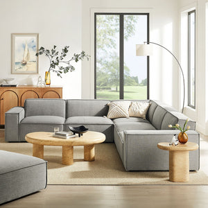 Modway Furniture Restore Modular Five Piece L Shaped Sectional with Stain Resistant Performance Fabric Pewter EEI-7411-PEW