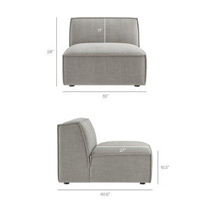 Modway Furniture Restore Modular Five Piece L Shaped Sectional with Stain Resistant Performance Fabric Pewter EEI-7411-PEW