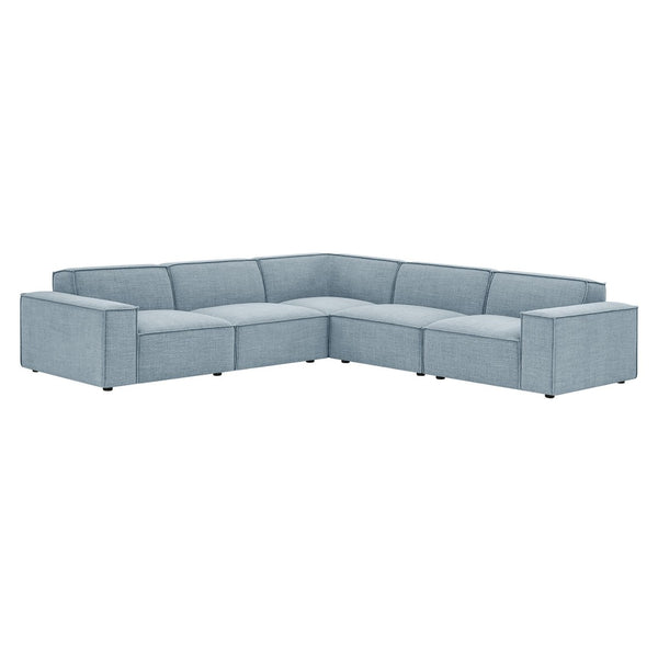 Modway Furniture Restore Modular Five Piece L Shaped Sectional with Stain Resistant Performance Fabric Sky EEI-7411-SKY
