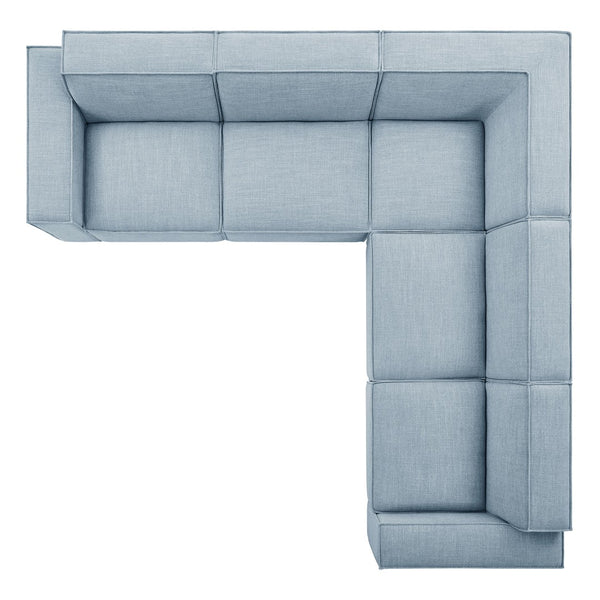 Modway Furniture Restore Modular Five Piece L Shaped Sectional with Stain Resistant Performance Fabric Sky EEI-7411-SKY