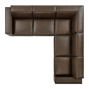 Modway Furniture Restore Modular L-shaped Sectional Sofa Five Piece Vegan Leather with French Piping Espresso EEI-7412-ESP