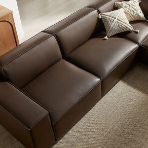 Modway Furniture Restore Modular L-shaped Sectional Sofa Five Piece Vegan Leather with French Piping Espresso EEI-7412-ESP