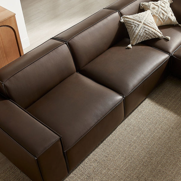 Modway Furniture Restore Modular L-shaped Sectional Sofa Five Piece Vegan Leather with French Piping Espresso EEI-7412-ESP