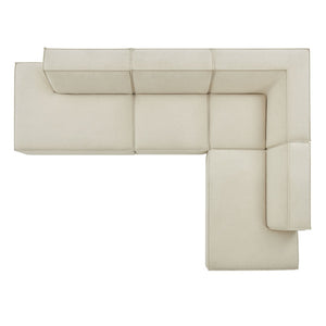 Modway Furniture Restore Modway Modular Corner Sectional with Stain Resistant Fabric and Pocket Coil Seating Ecru EEI-7413-ECR