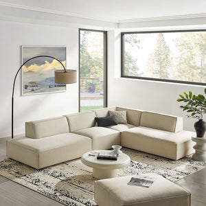 Modway Furniture Restore Modway Modular Corner Sectional with Stain Resistant Fabric and Pocket Coil Seating Ecru EEI-7413-ECR