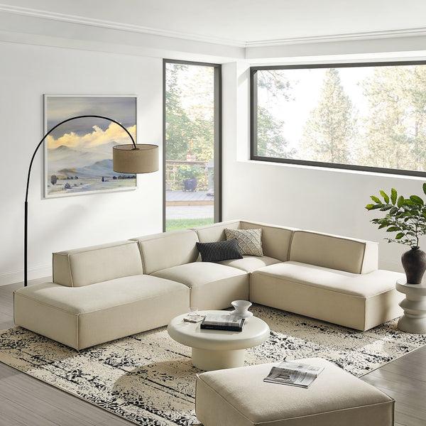 Modway Furniture Restore Modway Modular Corner Sectional with Stain Resistant Fabric and Pocket Coil Seating Ecru EEI-7413-ECR