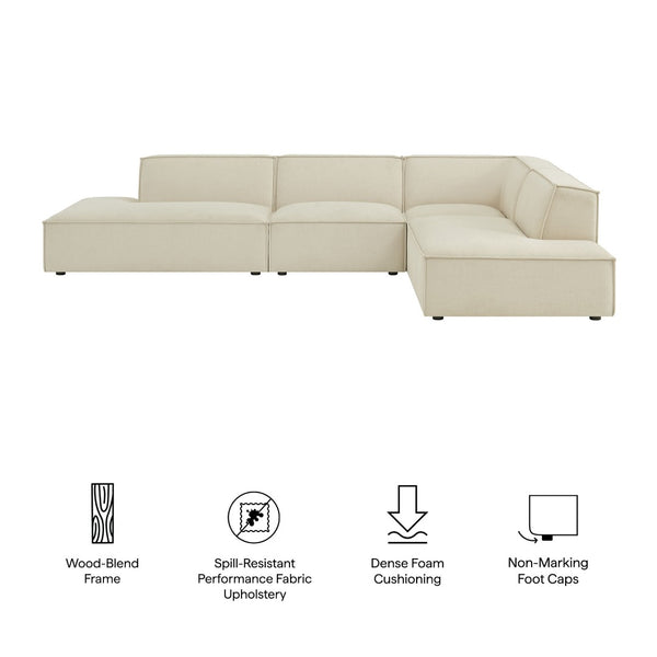 Modway Furniture Restore Modway Modular Corner Sectional with Stain Resistant Fabric and Pocket Coil Seating Ecru EEI-7413-ECR