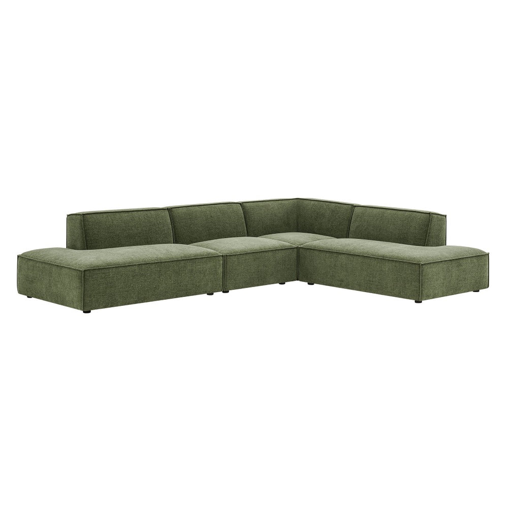 Modway Furniture Restore Modway Modular Corner Sectional with Stain Resistant Fabric and Pocket Coil Seating Foliage EEI-7413-FOL