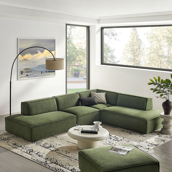 Modway Furniture Restore Modway Modular Corner Sectional with Stain Resistant Fabric and Pocket Coil Seating Foliage EEI-7413-FOL