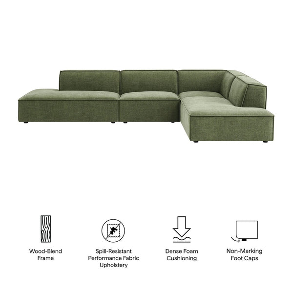 Modway Furniture Restore Modway Modular Corner Sectional with Stain Resistant Fabric and Pocket Coil Seating Foliage EEI-7413-FOL