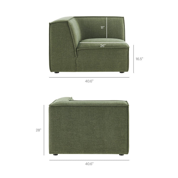 Modway Furniture Restore Modway Modular Corner Sectional with Stain Resistant Fabric and Pocket Coil Seating Foliage EEI-7413-FOL