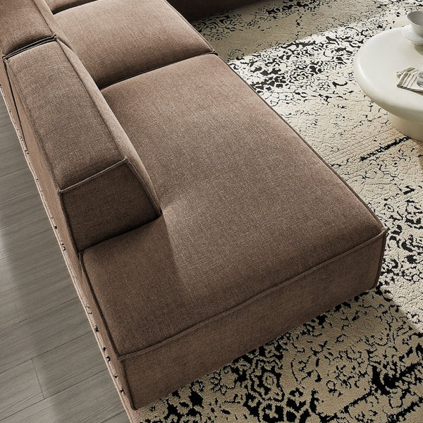 Modway Furniture Restore Modway Modular Corner Sectional with Stain Resistant Fabric and Pocket Coil Seating Mocha EEI-7413-MOC