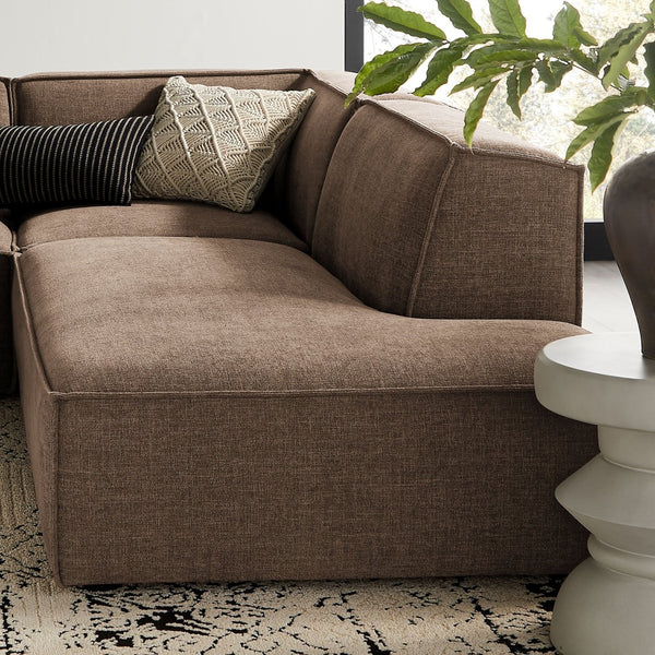 Modway Furniture Restore Modway Modular Corner Sectional with Stain Resistant Fabric and Pocket Coil Seating Mocha EEI-7413-MOC
