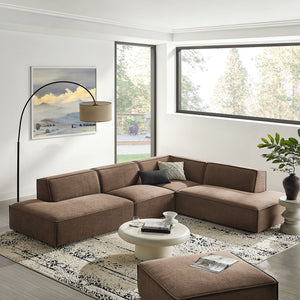 Modway Furniture Restore Modway Modular Corner Sectional with Stain Resistant Fabric and Pocket Coil Seating Mocha EEI-7413-MOC