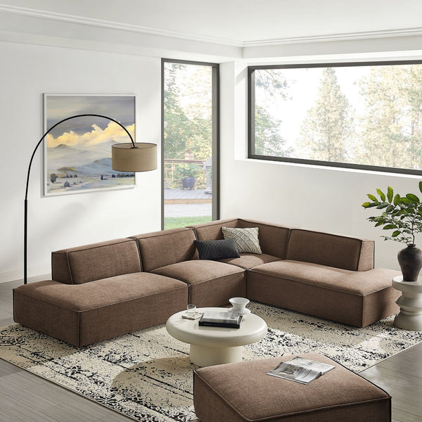 Modway Furniture Restore Modway Modular Corner Sectional with Stain Resistant Fabric and Pocket Coil Seating Mocha EEI-7413-MOC