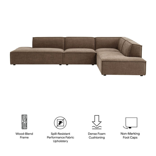 Modway Furniture Restore Modway Modular Corner Sectional with Stain Resistant Fabric and Pocket Coil Seating Mocha EEI-7413-MOC