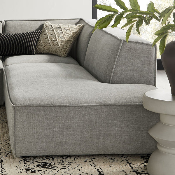 Modway Furniture Restore Modway Modular Corner Sectional with Stain Resistant Fabric and Pocket Coil Seating Pewter EEI-7413-PEW