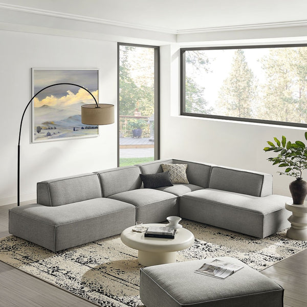 Modway Furniture Restore Modway Modular Corner Sectional with Stain Resistant Fabric and Pocket Coil Seating Pewter EEI-7413-PEW