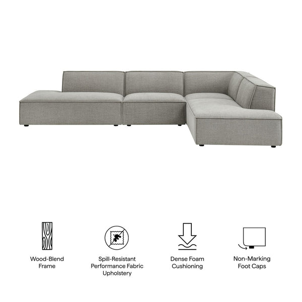 Modway Furniture Restore Modway Modular Corner Sectional with Stain Resistant Fabric and Pocket Coil Seating Pewter EEI-7413-PEW