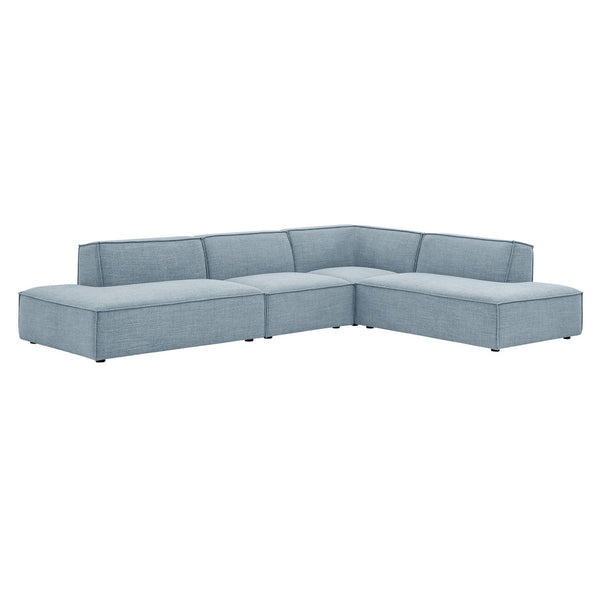 Modway Furniture Restore Modway Modular Corner Sectional with Stain Resistant Fabric and Pocket Coil Seating Sky EEI-7413-SKY