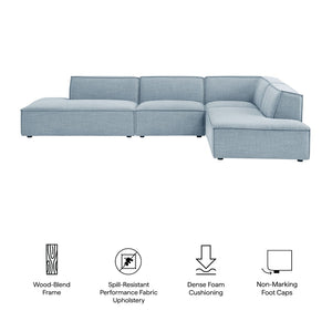 Modway Furniture Restore Modway Modular Corner Sectional with Stain Resistant Fabric and Pocket Coil Seating Sky EEI-7413-SKY