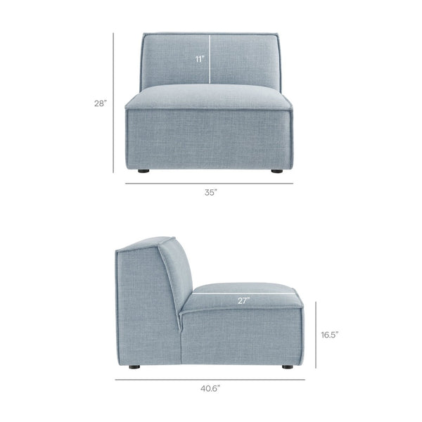 Modway Furniture Restore Modway Modular Corner Sectional with Stain Resistant Fabric and Pocket Coil Seating Sky EEI-7413-SKY