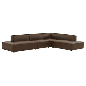 Modway Furniture Restore Modular L-shaped Sectional Sofa with Vegan Leather and French Piping Espresso EEI-7414-ESP