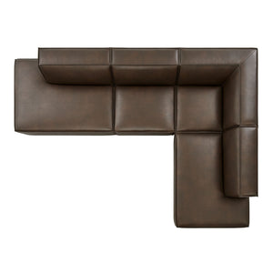 Modway Furniture Restore Modular L-shaped Sectional Sofa with Vegan Leather and French Piping Espresso EEI-7414-ESP