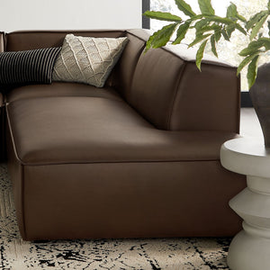 Modway Furniture Restore Modular L-shaped Sectional Sofa with Vegan Leather and French Piping Espresso EEI-7414-ESP