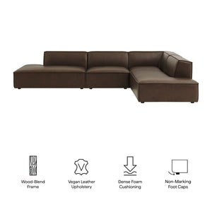 Modway Furniture Restore Modular L-shaped Sectional Sofa with Vegan Leather and French Piping Espresso EEI-7414-ESP