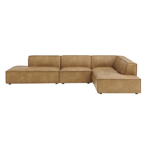 Modway Furniture Restore Modular L-shaped Sectional Sofa with Vegan Leather and French Piping Toast EEI-7414-TST