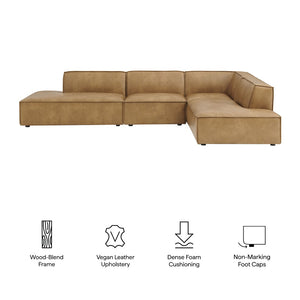 Modway Furniture Restore Modular L-shaped Sectional Sofa with Vegan Leather and French Piping Toast EEI-7414-TST