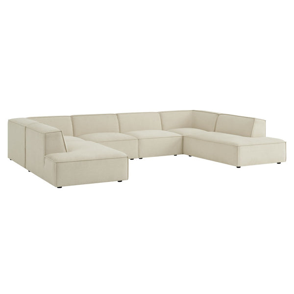 Modway Furniture Restore Modway Modular U-shaped Sectional with French Piping and Performance Upholstery Ecru EEI-7415-ECR