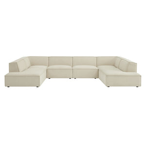 Modway Furniture Restore Modway Modular U-shaped Sectional with French Piping and Performance Upholstery Ecru EEI-7415-ECR