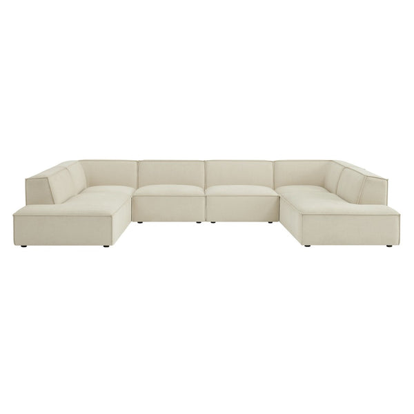 Modway Furniture Restore Modway Modular U-shaped Sectional with French Piping and Performance Upholstery Ecru EEI-7415-ECR