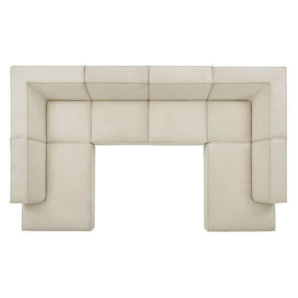 Modway Furniture Restore Modway Modular U-shaped Sectional with French Piping and Performance Upholstery Ecru EEI-7415-ECR
