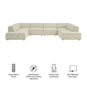 Modway Furniture Restore Modway Modular U-shaped Sectional with French Piping and Performance Upholstery Ecru EEI-7415-ECR