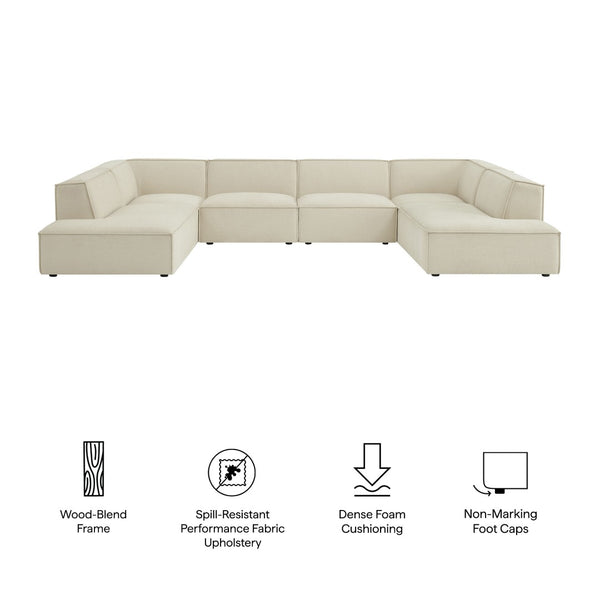 Modway Furniture Restore Modway Modular U-shaped Sectional with French Piping and Performance Upholstery Ecru EEI-7415-ECR
