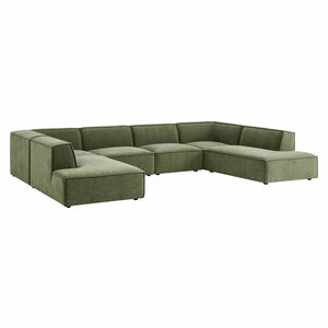 Modway Furniture Restore Modway Modular U-shaped Sectional with French Piping and Performance Upholstery Foliage EEI-7415-FOL