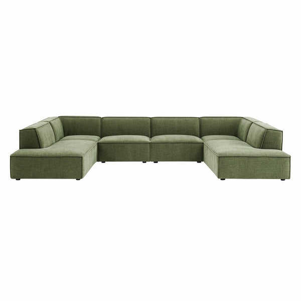 Modway Furniture Restore Modway Modular U-shaped Sectional with French Piping and Performance Upholstery Foliage EEI-7415-FOL