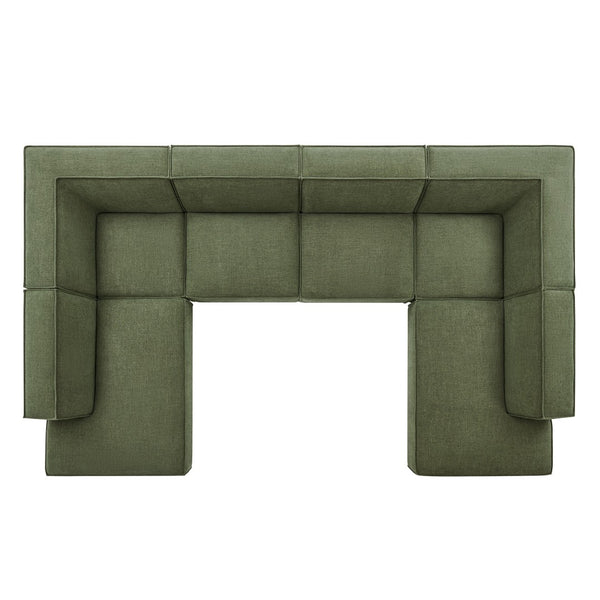 Modway Furniture Restore Modway Modular U-shaped Sectional with French Piping and Performance Upholstery Foliage EEI-7415-FOL