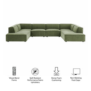 Modway Furniture Restore Modway Modular U-shaped Sectional with French Piping and Performance Upholstery Foliage EEI-7415-FOL