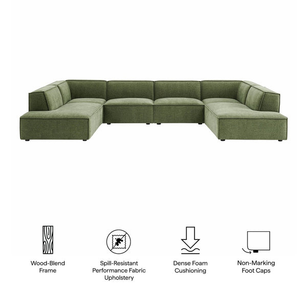 Modway Furniture Restore Modway Modular U-shaped Sectional with French Piping and Performance Upholstery Foliage EEI-7415-FOL