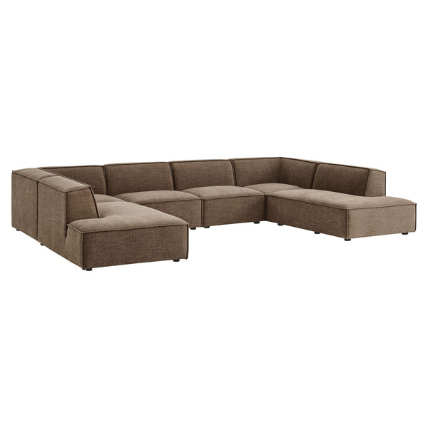 Modway Furniture Restore Modway Modular U-shaped Sectional with French Piping and Performance Upholstery Mocha EEI-7415-MOC