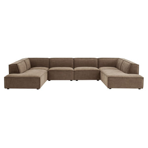Modway Furniture Restore Modway Modular U-shaped Sectional with French Piping and Performance Upholstery Mocha EEI-7415-MOC