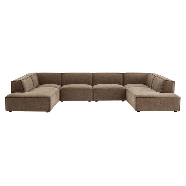 Modway Furniture Restore Modway Modular U-shaped Sectional with French Piping and Performance Upholstery Mocha EEI-7415-MOC