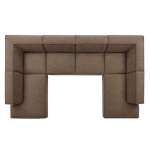 Modway Furniture Restore Modway Modular U-shaped Sectional with French Piping and Performance Upholstery Mocha EEI-7415-MOC