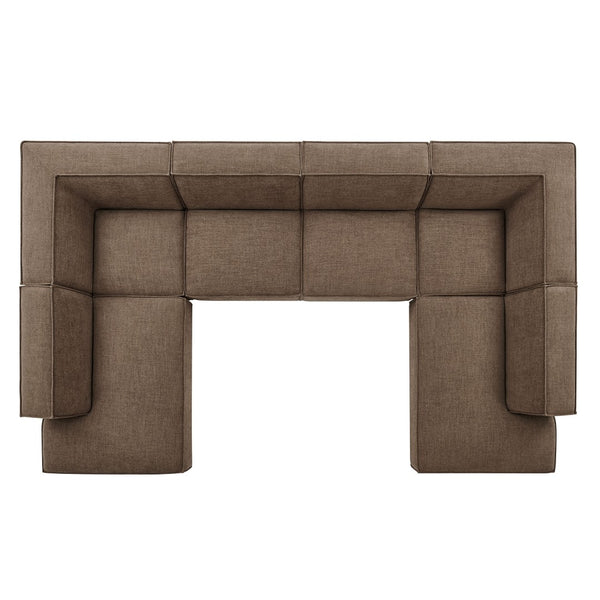 Modway Furniture Restore Modway Modular U-shaped Sectional with French Piping and Performance Upholstery Mocha EEI-7415-MOC