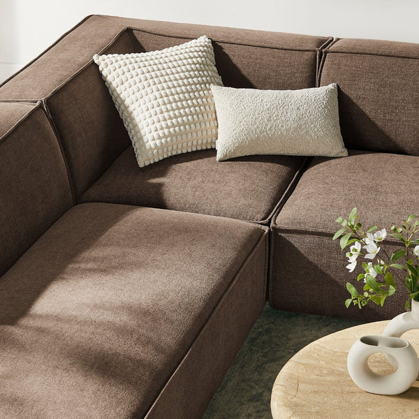 Modway Furniture Restore Modway Modular U-shaped Sectional with French Piping and Performance Upholstery Mocha EEI-7415-MOC